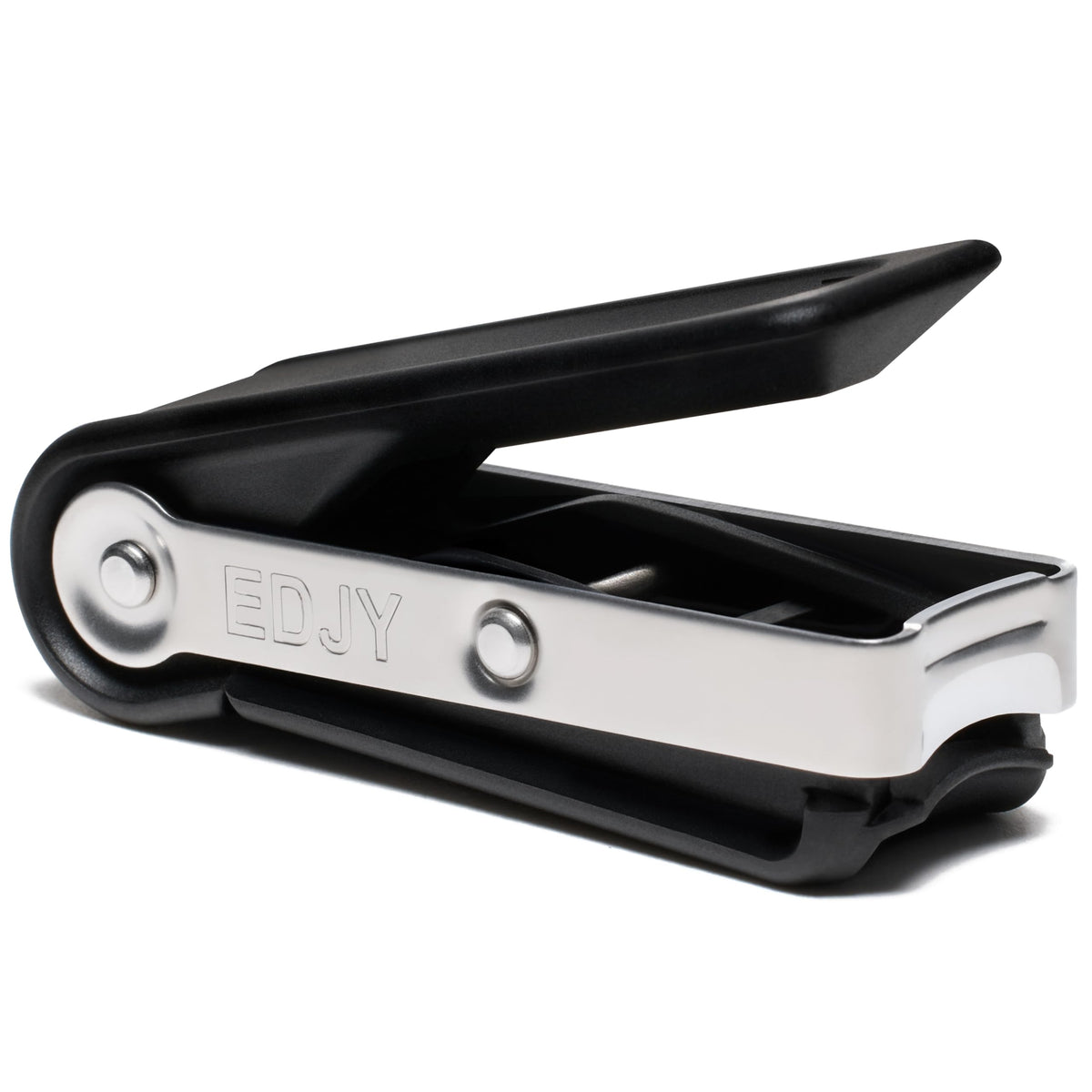 EDJY Fingernail Cutter black stainless steel front view