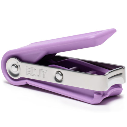 EDJY Fingernail Cutter Lilac front view with stainless steel blade