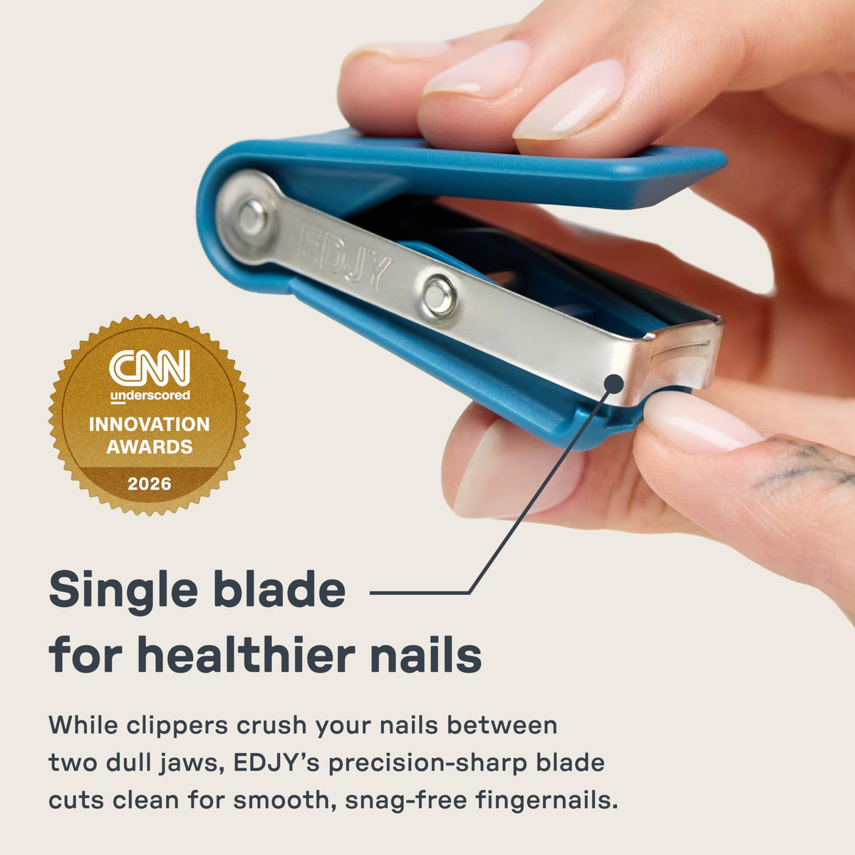 EDJY Fingernail Cutter showcasing ergonomic design and safety stop