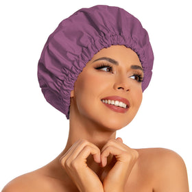 Edoneery reusable waterproof shower cap in solid colour front view