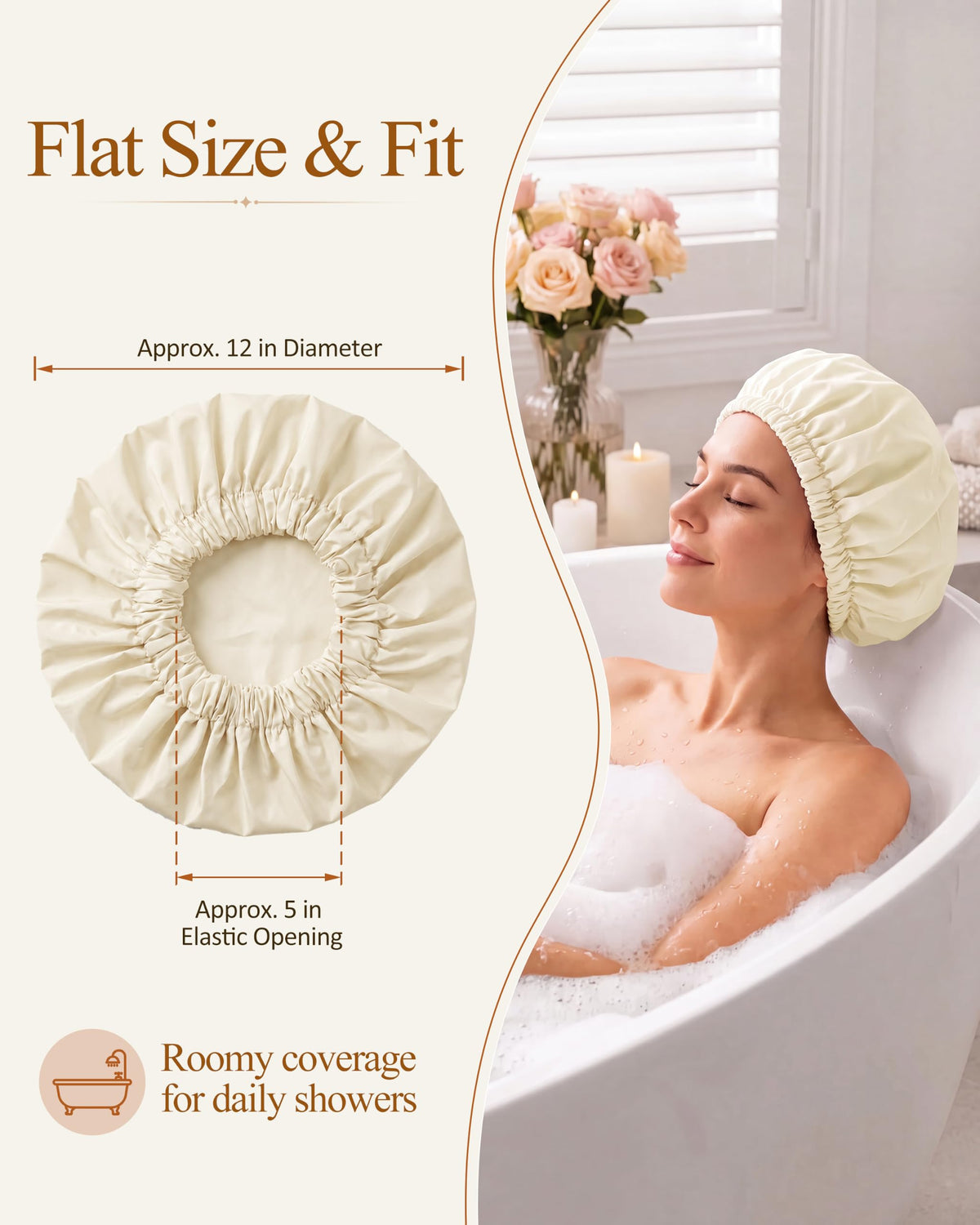 Edoneery Shower Cap displayed with beauty accessories