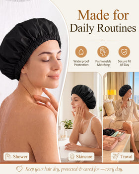 Edoneery Shower Cap folded for easy storage