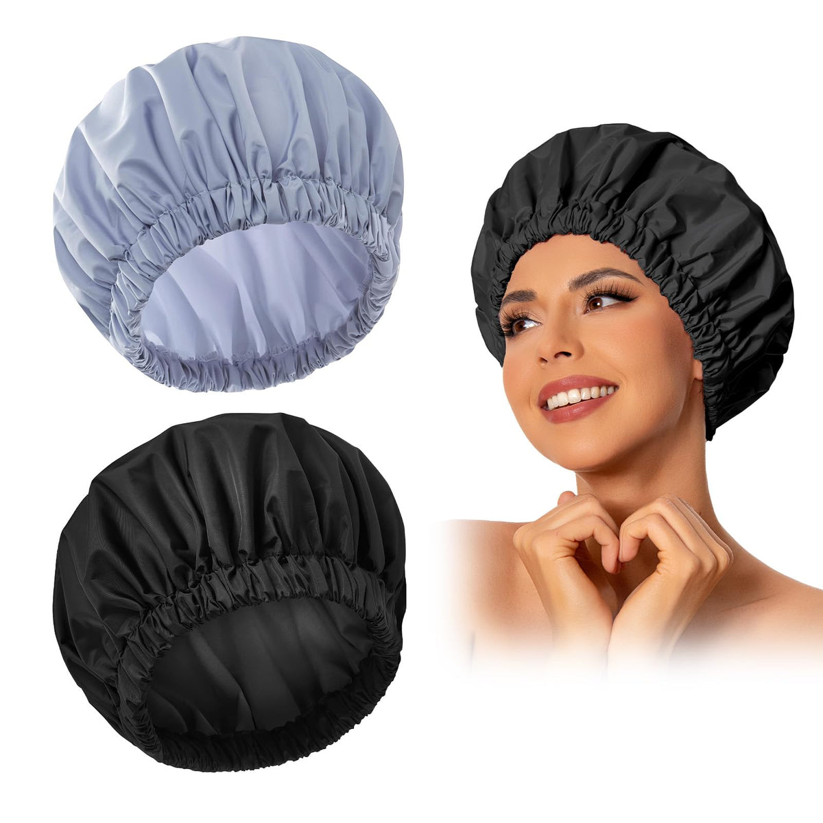 Edoneery Shower Cap front view in solid colour