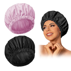 Edoneery shower cap front view with elastic band