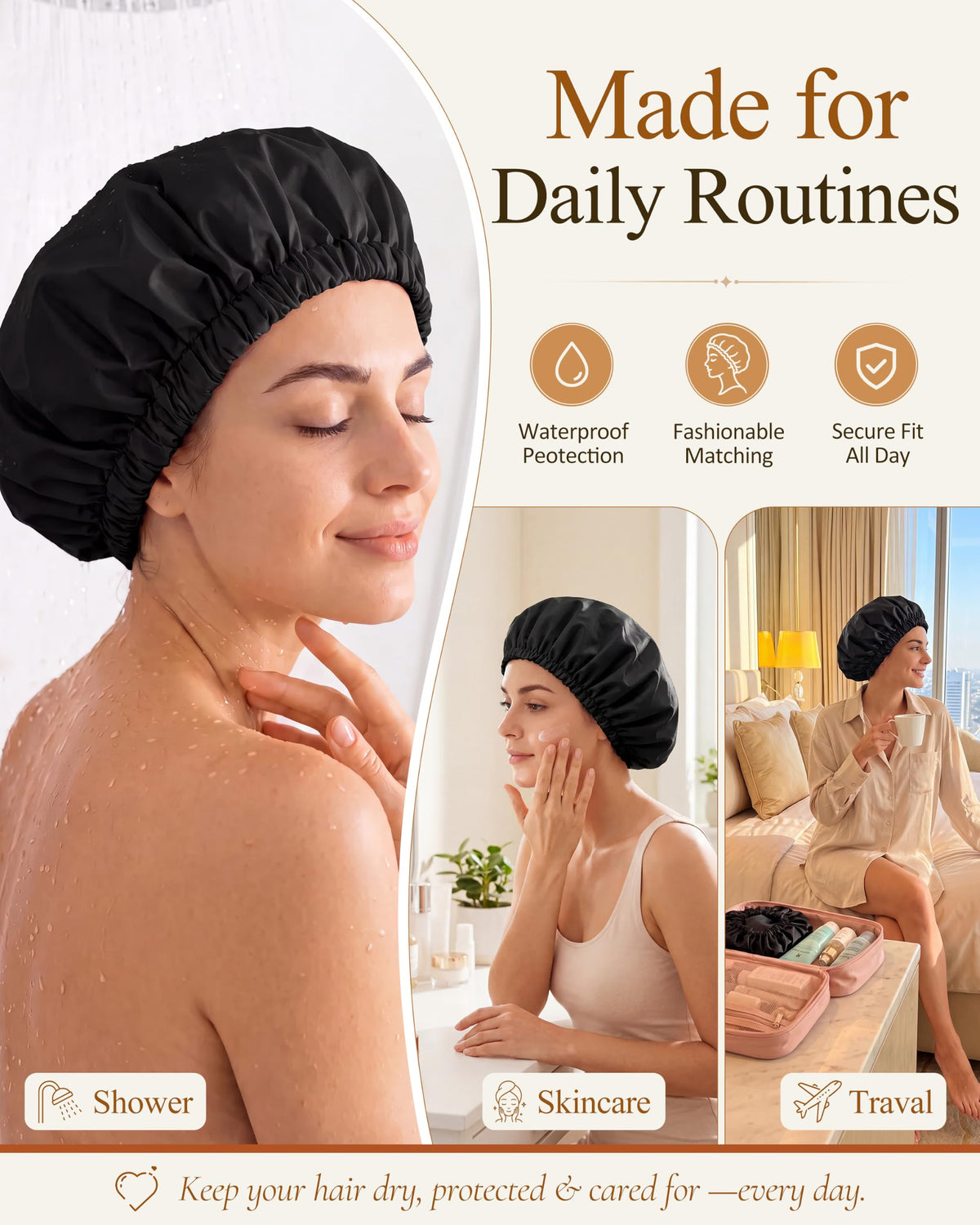 Edoneery Shower Cap in a bathroom setting