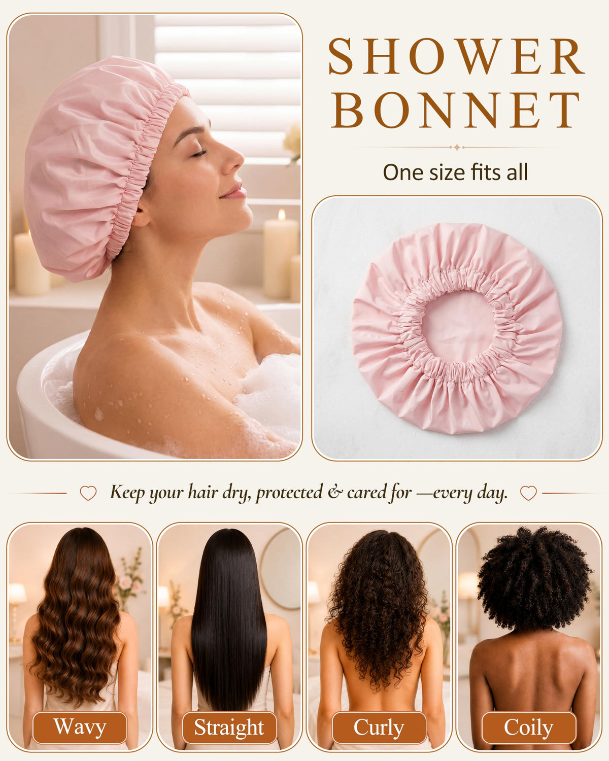 Edoneery Shower Cap in bathroom setting