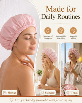 Edoneery Shower Cap in use during a shower