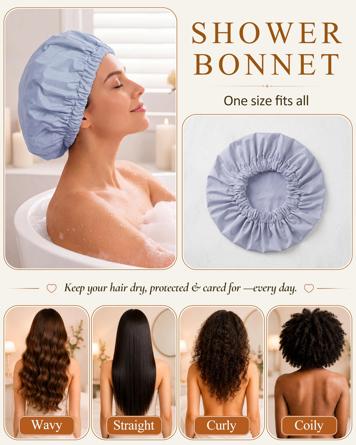 Edoneery Shower Cap in use during a shower