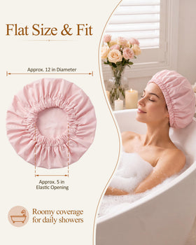 Edoneery Shower Cap on a bathroom counter