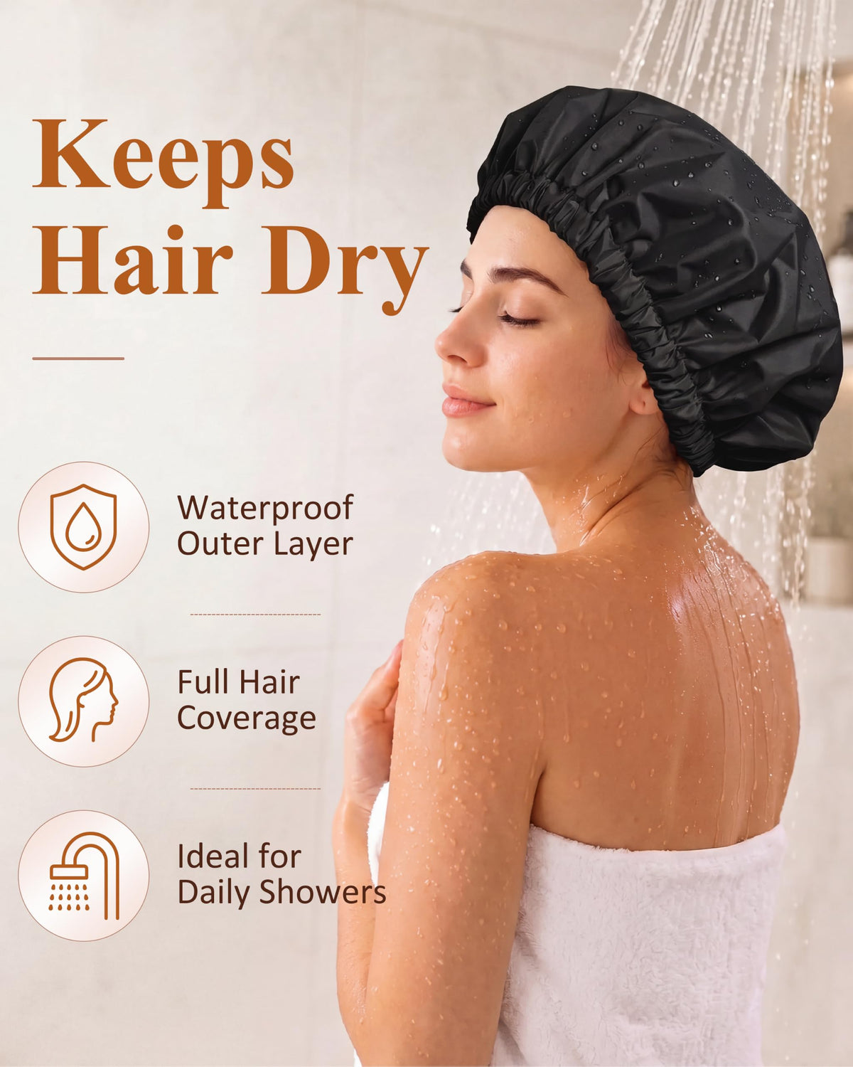 Edoneery Shower Cap showing elastic band detail