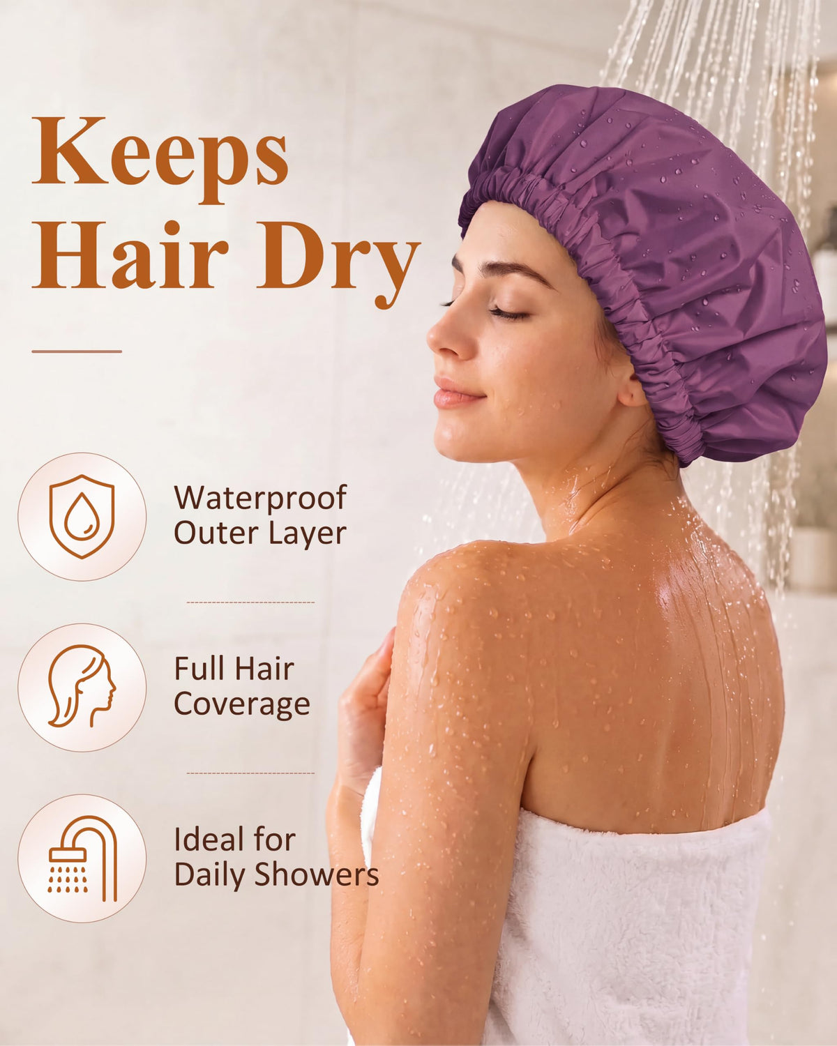 Edoneery shower cap showing elastic band detail