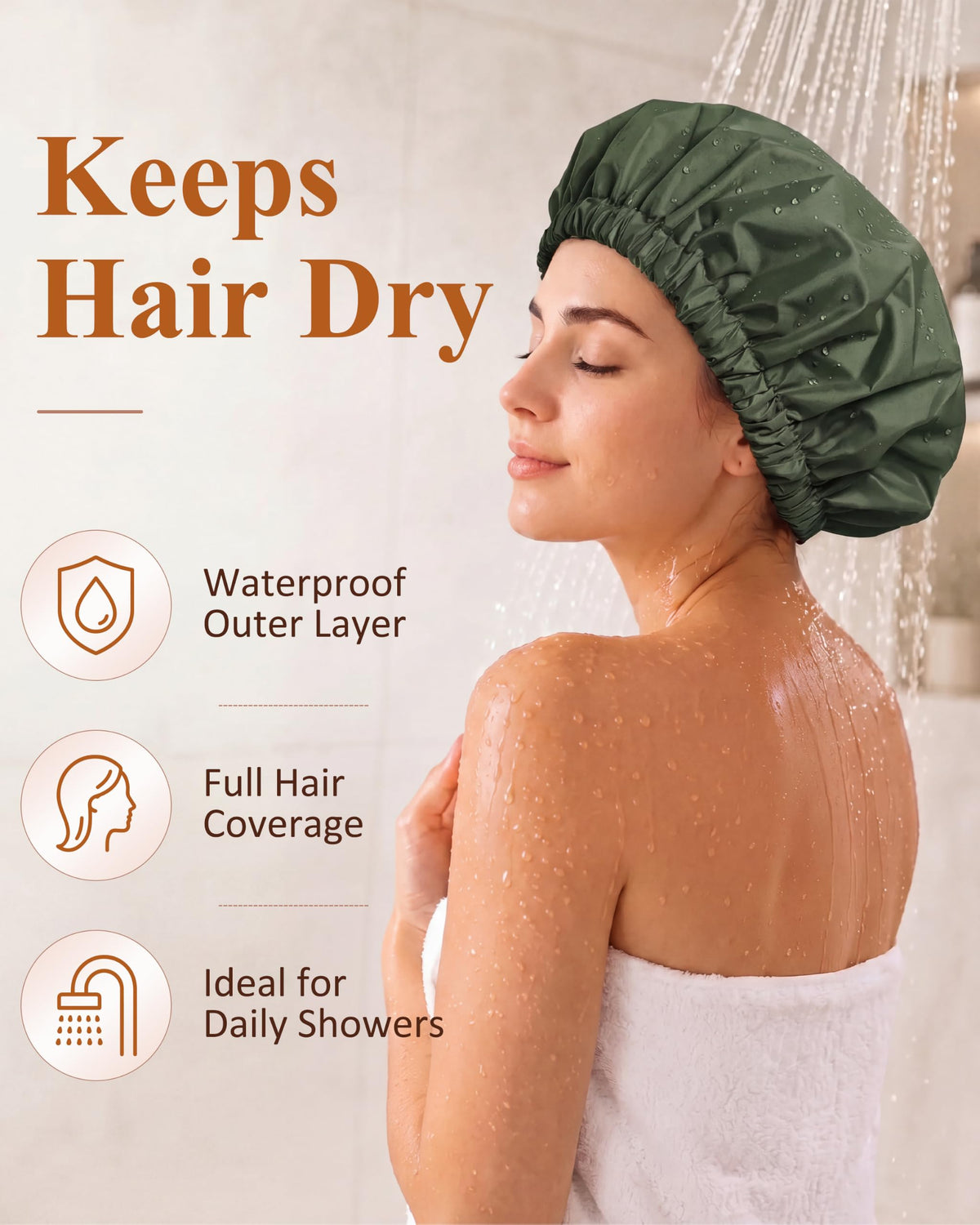 Edoneery Shower Cap showing elastic band detail