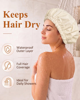 Edoneery Shower Cap showing elastic band for a secure fit