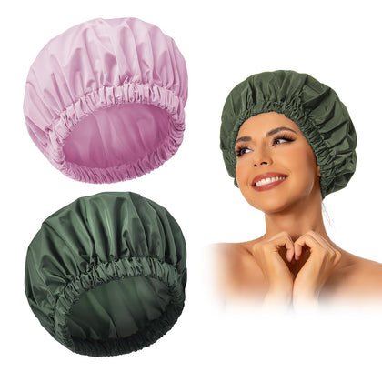 Edoneery waterproof shower cap front view with elastic band