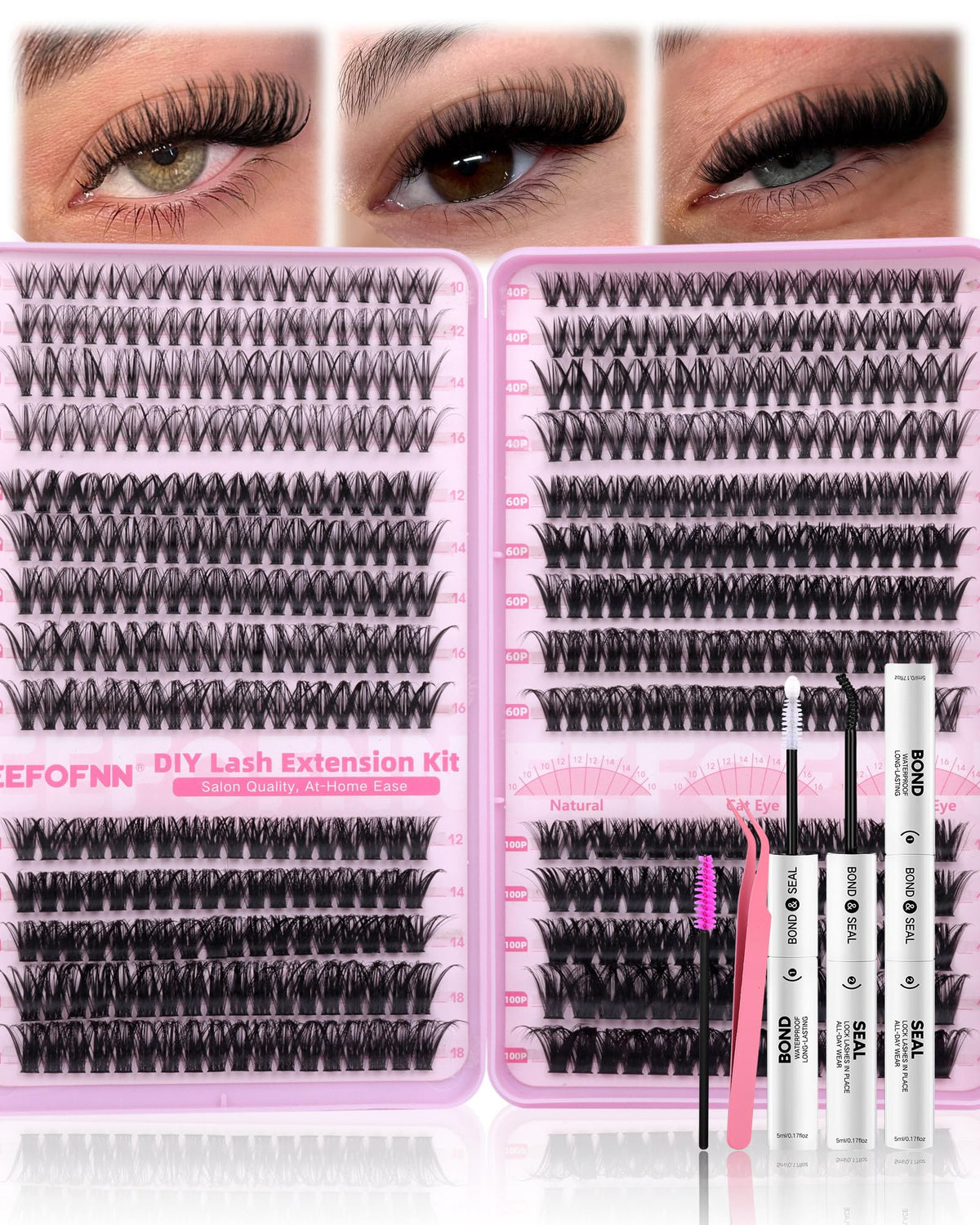 Eefofnn Lash Clusters Kit 560pcs packaging front view