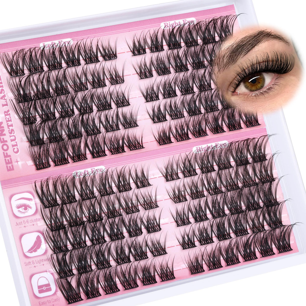 Eefofnn Wispy Lash Clusters C Curl Cat Eye 11-16mm front view