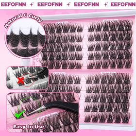 Eefofnn Wispy Lash Clusters laid out for application
