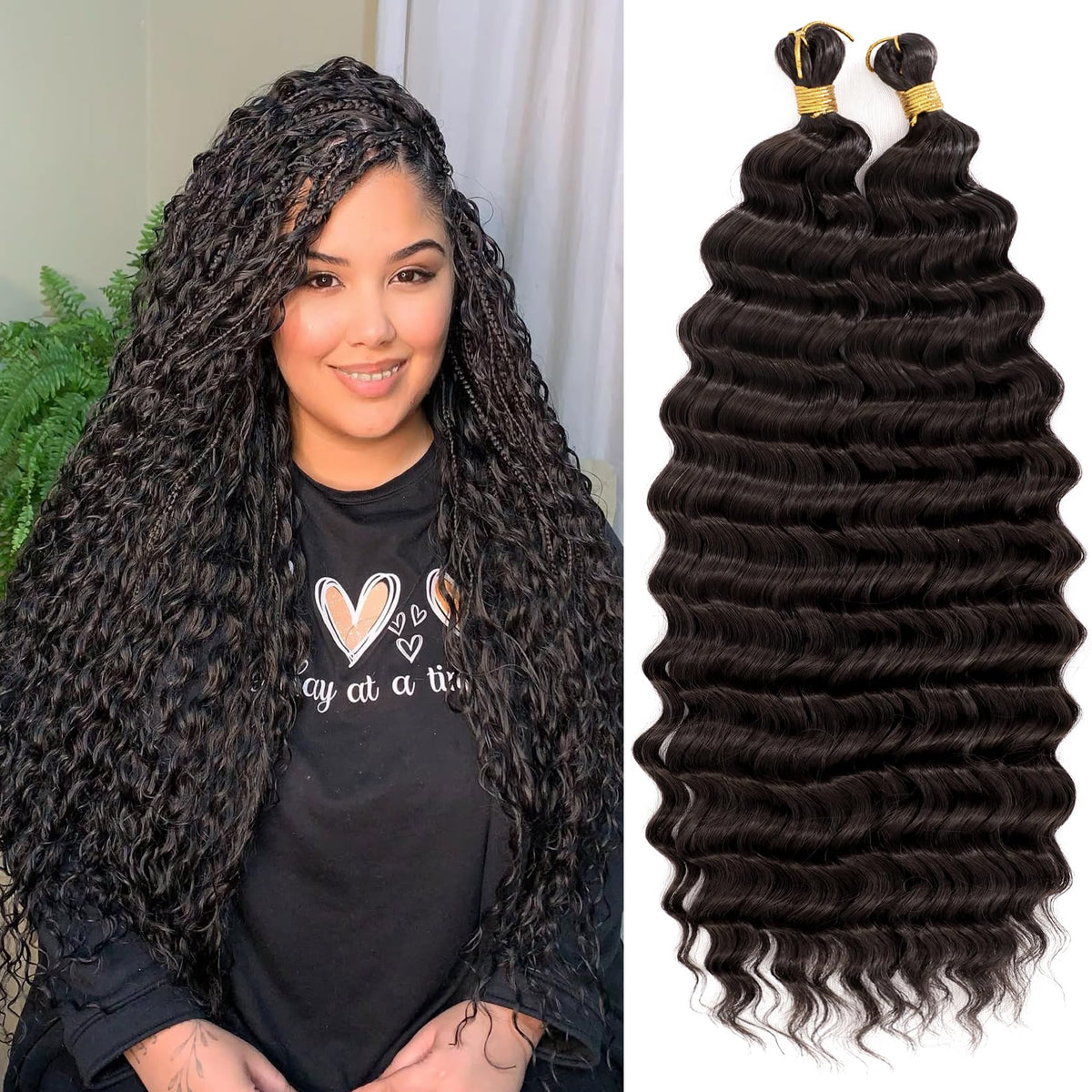 EERYA 18 Inch Deep Ocean Wave Braiding Hair front view