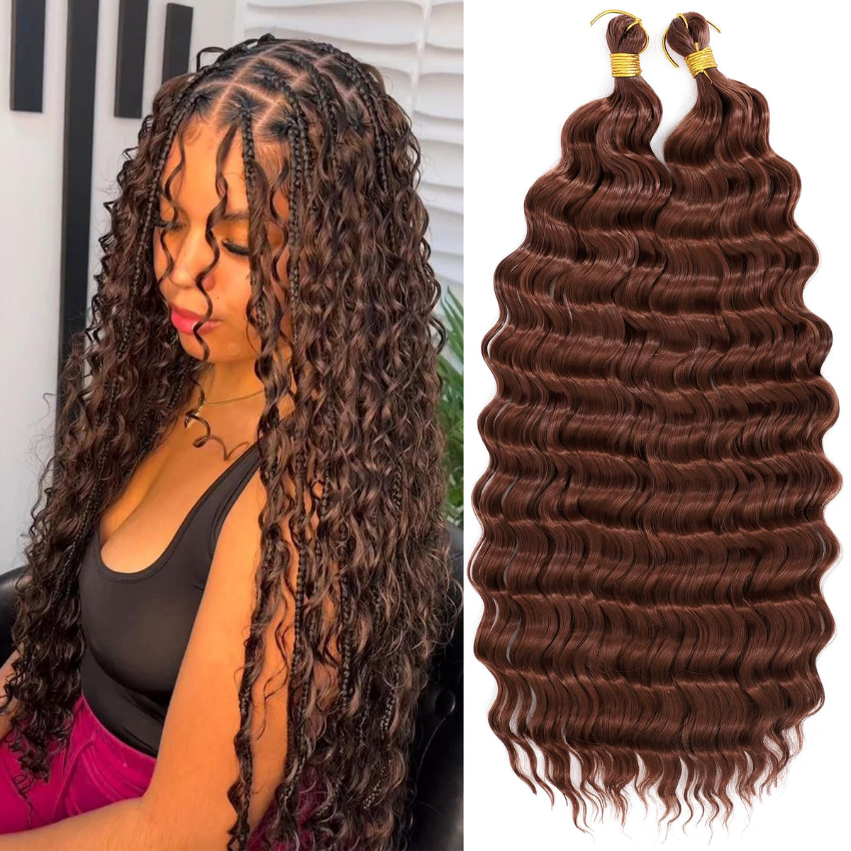 EERYA 18 Inch Deep Ocean Wave Crochet Hair front view