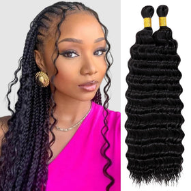 EERYA 18 Inch Deep Wave Curly Braiding Hair front view