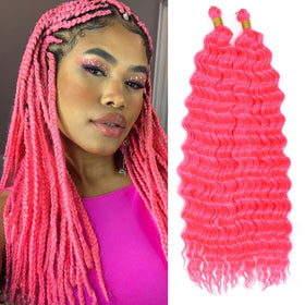 EERYA 18 Inch Hot Pink Ocean Wave Braiding Hair front view