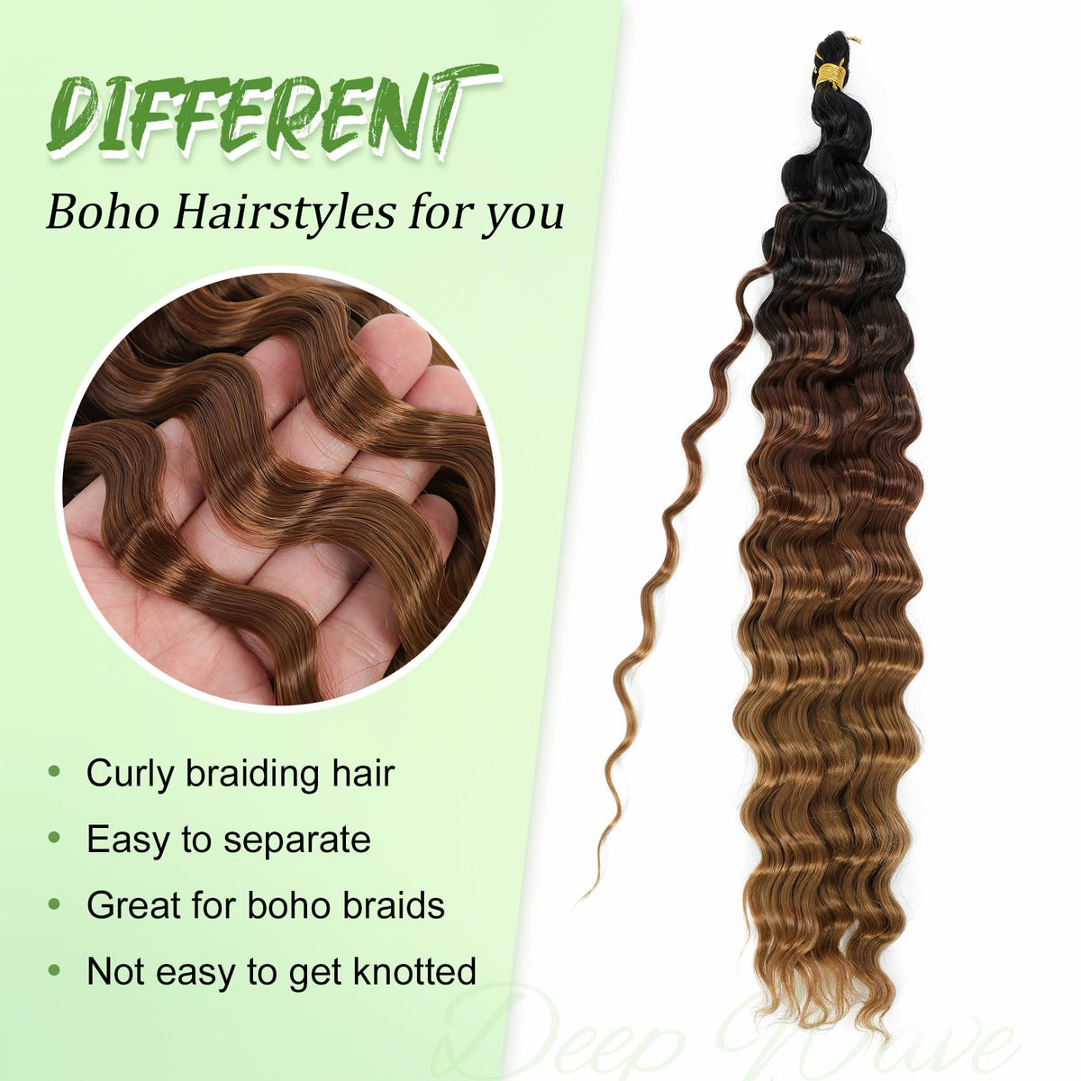 EERYA 24 Inch Ocean Wave Crochet Hair in T1B/30/27