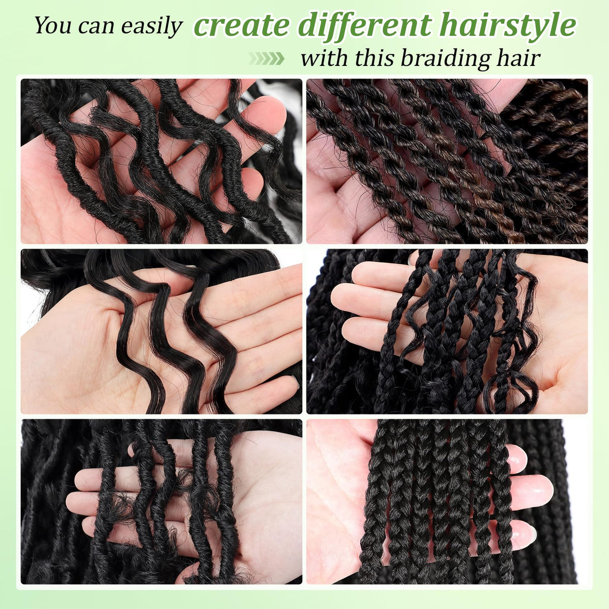 EERYA deep wave crochet hair styled in boho braids