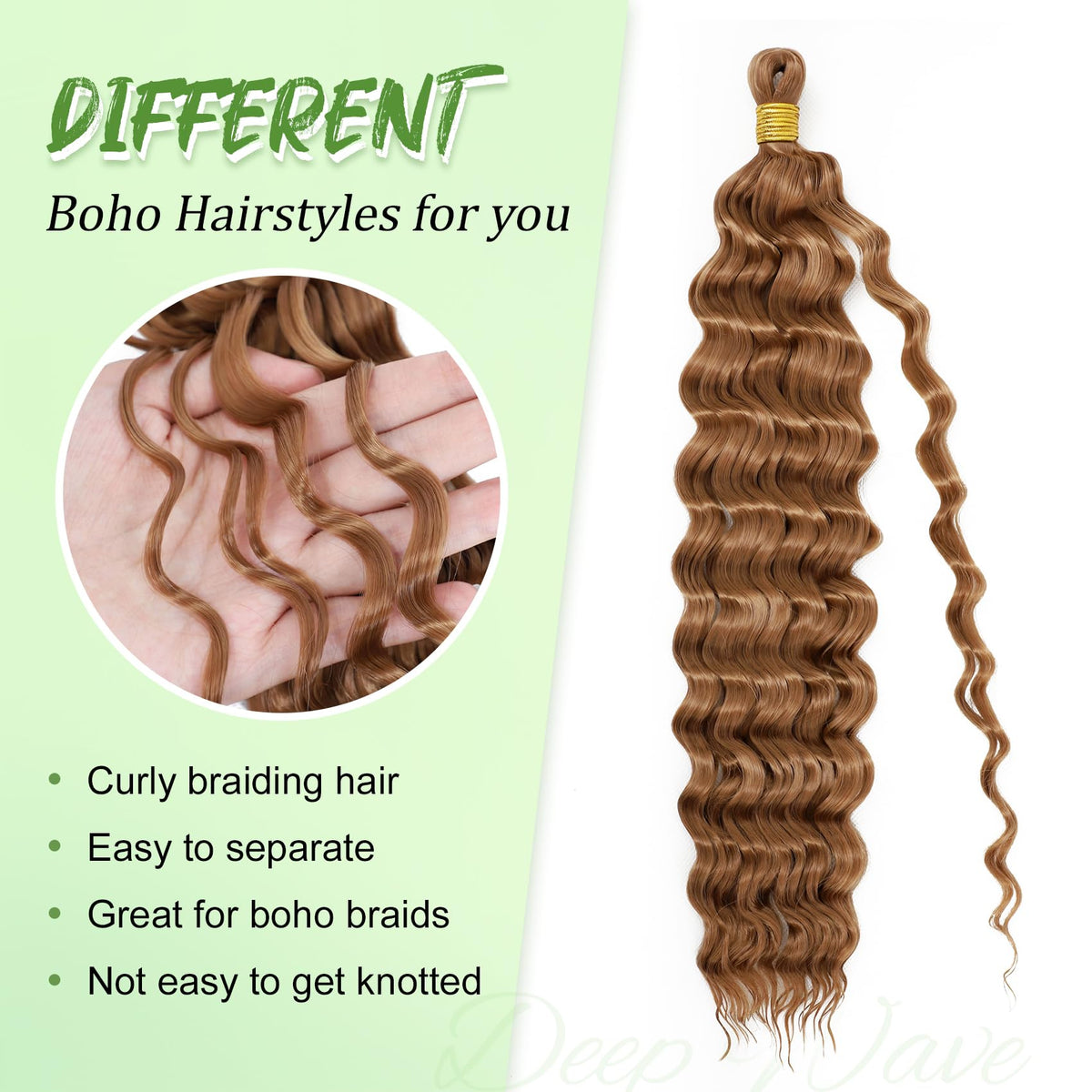 EERYA Deep Wave Crochet Hair styled into boho braids