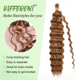 EERYA Deep Wave Crochet Hair styled into boho braids