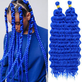 EERYA Long Curly Braiding Hair 18 Inch Blue front view