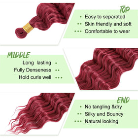 EERYA Long Curly Braiding Hair 18 Inch Burgundy styled