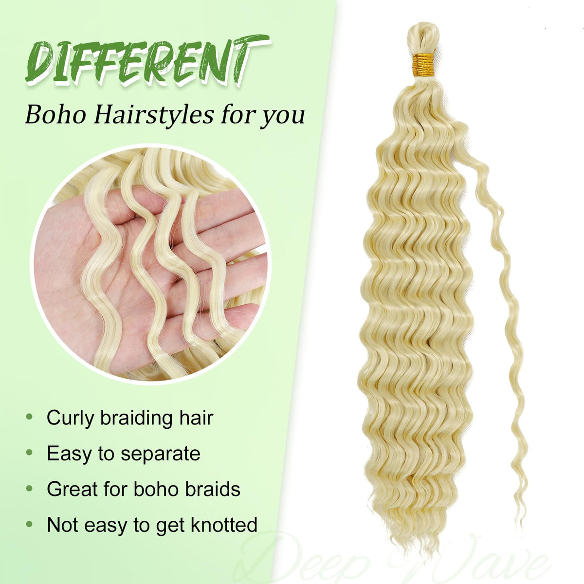 EERYA Long Curly Braiding Hair 18 Inch close-up of texture