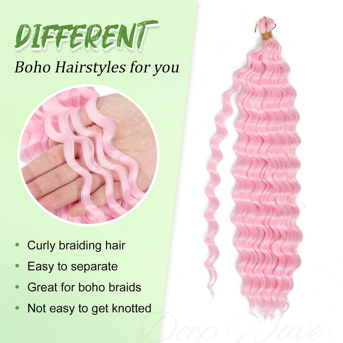 EERYA Long Curly Braiding Hair 18 Inch close-up texture