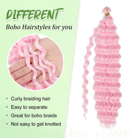 EERYA Long Curly Braiding Hair 18 Inch close-up texture