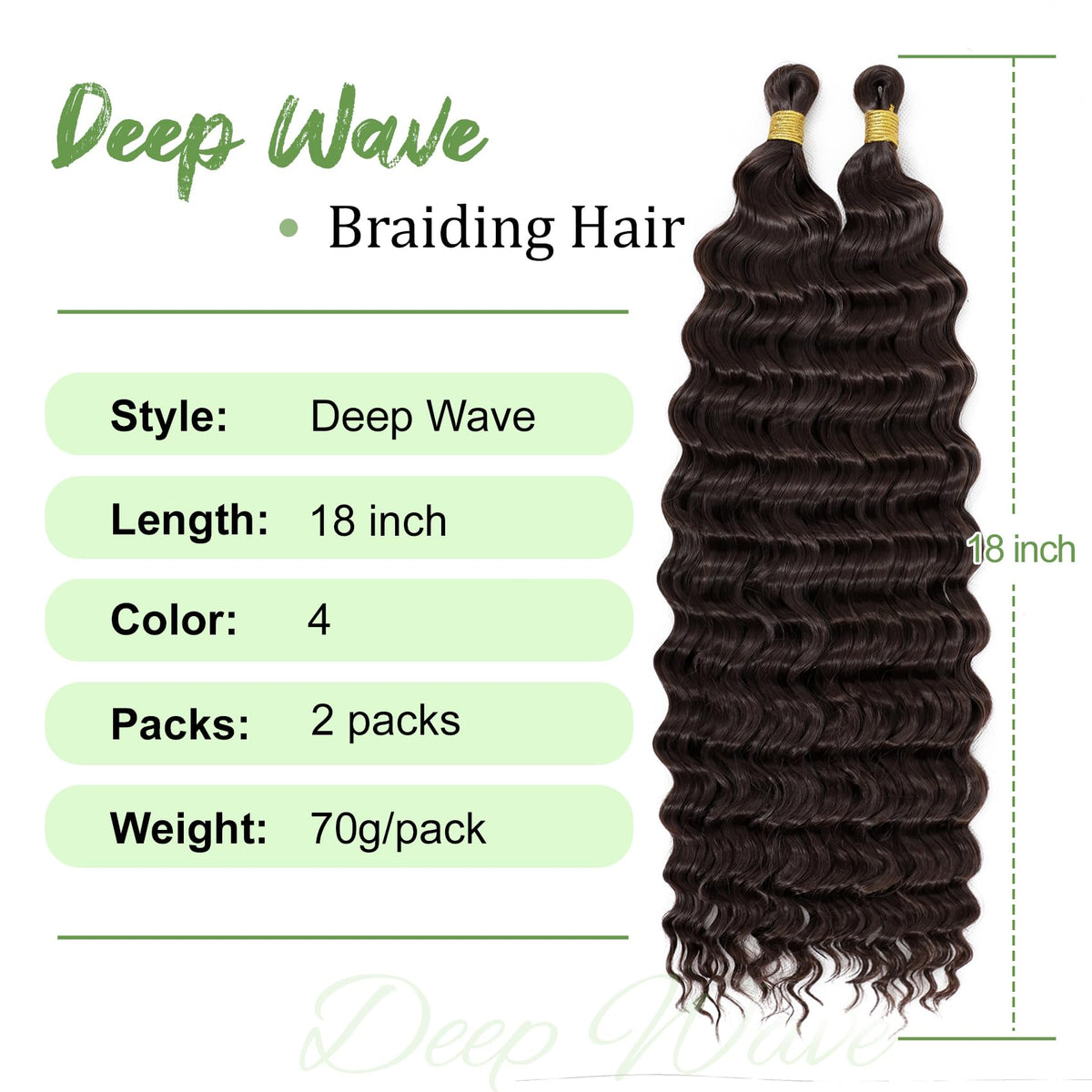 EERYA Long Curly Braiding Hair 18 Inch dark brown packaging