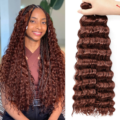EERYA Long Curly Braiding Hair 18 Inch deep ocean wave front view