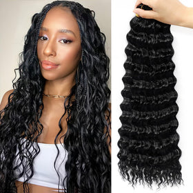 EERYA Long Curly Braiding Hair 18 Inch deep ocean wave front view
