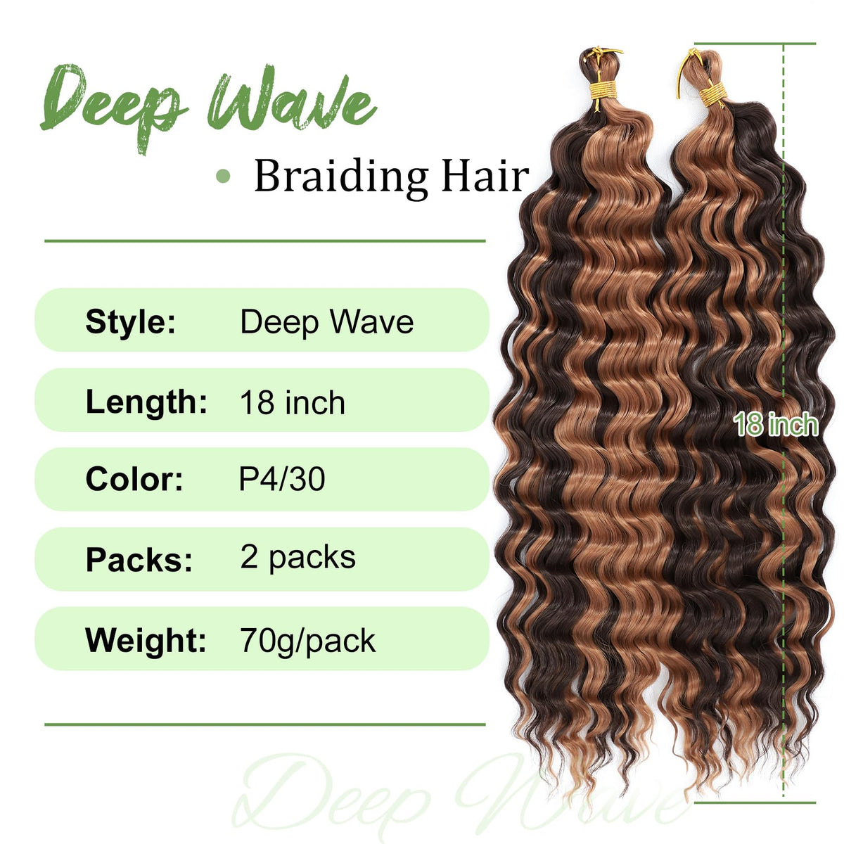 EERYA Long Curly Braiding Hair 18 Inch Deep Ocean Wave packaging