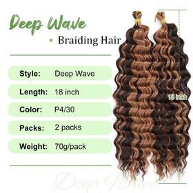 EERYA Long Curly Braiding Hair 18 Inch Deep Ocean Wave packaging
