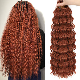 EERYA Long Curly Braiding Hair 18 Inch in Deep Ocean Wave front view