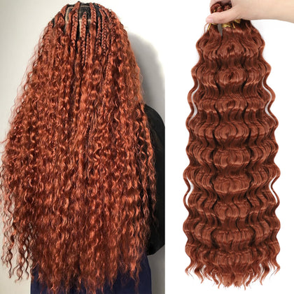 EERYA Long Curly Braiding Hair 18 Inch in Deep Ocean Wave front view