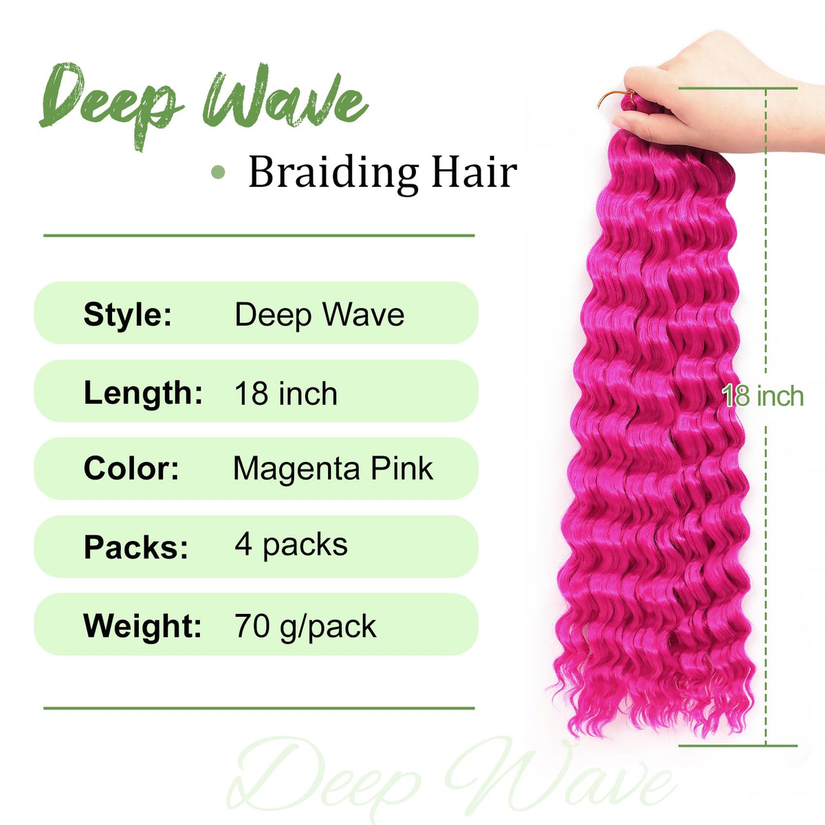 EERYA Long Curly Braiding Hair 18 Inch Magenta Pink packaging