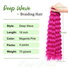 EERYA Long Curly Braiding Hair 18 Inch Magenta Pink packaging