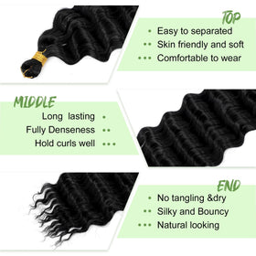 EERYA Long Curly Braiding Hair 18 Inch Ocean Wave close-up of texture