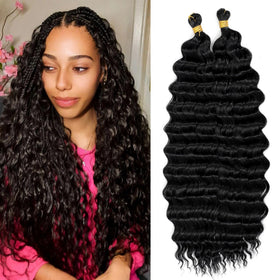 EERYA Long Curly Braiding Hair 18 Inch Ocean Wave front view