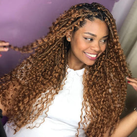 EERYA Long Curly Braiding Hair 18 Inch Ocean Wave front view