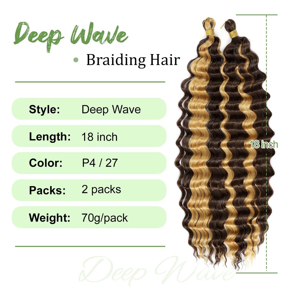 EERYA Long Curly Braiding Hair 18 Inch Ocean Wave packaging
