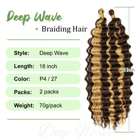 EERYA Long Curly Braiding Hair 18 Inch Ocean Wave packaging