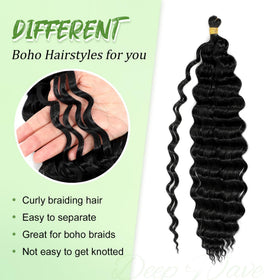 EERYA Long Curly Braiding Hair 18 Inch Ocean Wave packaging