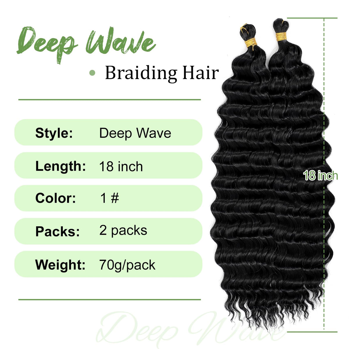 EERYA Long Curly Braiding Hair 18 Inch Ocean Wave side view